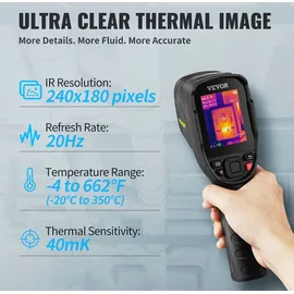 Vevor Wärmebildkamera 240x180 IR-Auflösung Infrarotkamera Thermometer 40mK Thermografie Kamera -20-350°C Thermokamera Fehlersuche in HLK-Anlagen Identifizierung von Luftlecks
