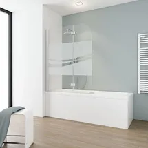Schulte Home Schulte Badewannenfaltwand Komfort 2-teilig faltbar - 112 x 140 cm, 5 mm Sicherheitsglas, Alu Natur - Grau