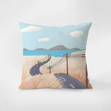 Kissenbezug 80x80 Braune Blaue Landschaft Kopfkissenbezug 80x80 Baumwolle Leinen Sofakissen mit Reißverschluss Kopfkissenbezüge Knitterfreie Kopfkissen 80x80 Bezug Langlebig Kissenbezüge 80x80 1 Pcs