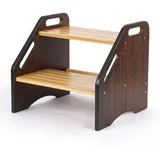 StrongTek Bambus Trittleiter 38cm Breit rutschfest 160 kg Holz