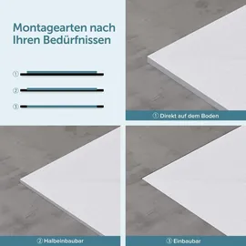 doporro Duschwanne Duschtasse 90x90x3cm aus Mineralguss in Weiß Rechteckig DIN-Anschlüsse für bodenebene Montage geeignet Geoma09