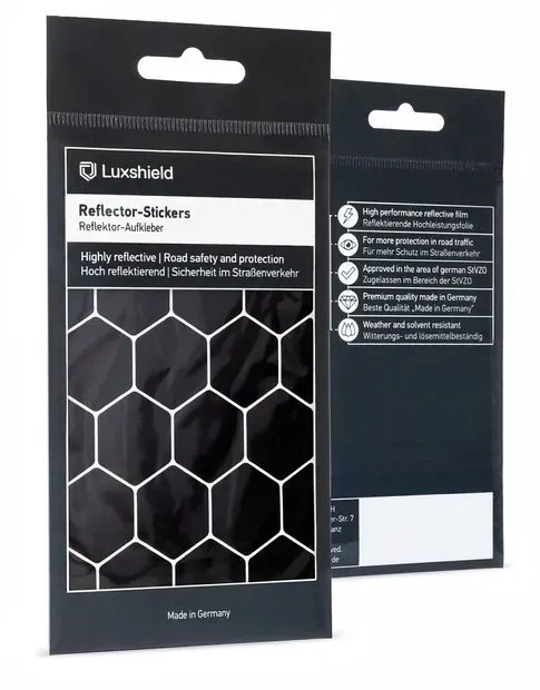 LUXSHIELD Reflektoren Aufkleber Hexagon Schwarz Modell 2024