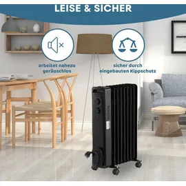 STAHLMANN Ölradiator ZR17 2000 Watt, Elektroheizung Energiesparend bis 40 qm Fläche, Heizung Elektrisch mit Thermostat und 3 Heizstufen, Elektrisches Heizgerät, Electric Heater Schwarz