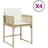VidaXL Gartenstühle mit Kissen 4 Stk. Beige Poly Rattan