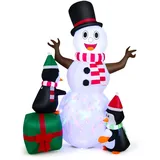Costway Aufblasbarer Schneemann 180 cm weiß LED Weihnachtsdeko Outdoor