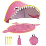 ZEUOPQ Strandmuschel Baby-Strandzelte, Tragbare Kindermarkisen, Pop up Zelt, Personen: 2 (Kinder-Strand-Camping-Spaß-Sets, 1 tlg., Wasserdichte und UV-geschützte Markisen für drinnen und draußen), Baby-Strandzelt mit eingebautem Pool mit Tragetasche rosa