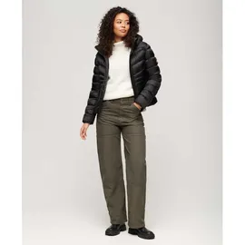 Superdry Damen. W5011724A Fuji Steppjacke mit Kapuze schwarz (S), Lässig, Polyester