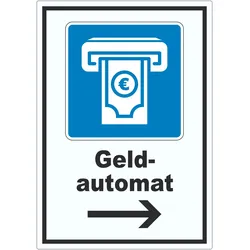 HB-Druck Geldautomat Pfeil rechts Aufkleber A9 (37x52mm)