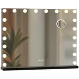 CLP Schminkspiegel Norlina, Vergrößerungsspiegel (10-fach), LED, USB-Ports schwarz