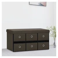 VidaXL Faltbank mit Stauraum Dunkelbraun 76x38x38 cm Leinenoptik