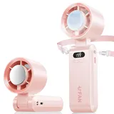 ccykxa Handventilator,Mini Ventilator 1-199 Geschwindigkeiten,Kühlfunktion 5000mAh Akku Aufladbar Faltbal Hand Ventilatoren Tragbar Turbo Nackenventilator für Reisen, im Freien,