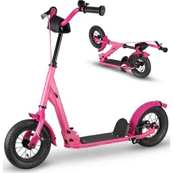 Kinderroller Roller Tretroller Scooter faltbar 10 Zoll Luftreifen ab 4 Jahre schwarz|rosa No Size