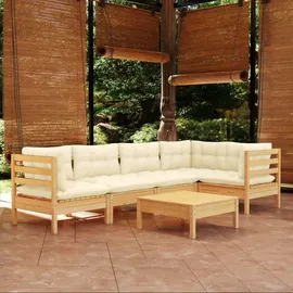 vidaXL Garten-Lounge-Set 6-tlg. creme Kiefernholz