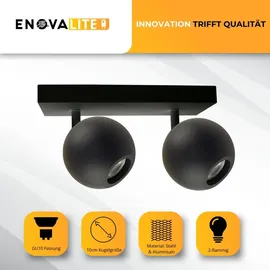 enovalite Deckenleuchte GLOBE, GU10-Fassung, IP20, Ø10cm, 2 flammig, schwarz