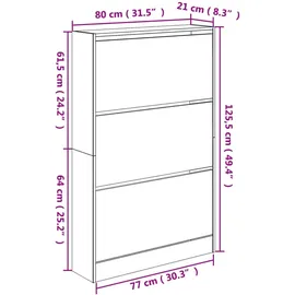 vidaXL Schuhschrank 80 x 125,5 x 21 cm schwarz