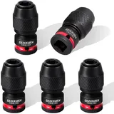 GEINXURN 5 Stücke Stecknuss-Adapter 1/4 Vierkantantantrieb auf 1/4 Sechskantschaft, Bit Adapter Schnellverschluss Schlagschrauber Nüsse für Schlagratschenschlüssel Schraubendreher Bit-Halter
