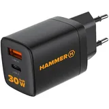 Hammer Rapidcharge Duo 30 W Netzladegerät Usb-A, Usb-C, Schnellladung - Schwarz
