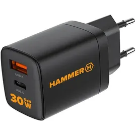 Hammer Rapidcharge Duo 30 W Netzladegerät Usb-A, Usb-C, Schnellladung - Schwarz