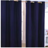 Homescapes - Gardinen Unifarben Marine Blau 2er Set 228 x 137 cm