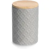 Zeller Vorratsdose m. Bambusdeckel, 730 ml, Steingut,, grau, ca. Ø 10 x 15 cm - Grau