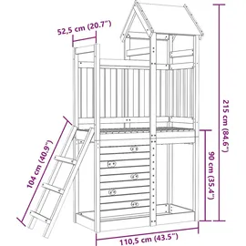 vidaXL Spielturm Braun 110,5 x 52,5 x 215 cm Massives Kiefernholz