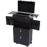 Kosmetikkoffer Trolley Make-up Koffer Schminkkoffer Friseurkoffer Friseurwagen 4 Schubladen Schwarz