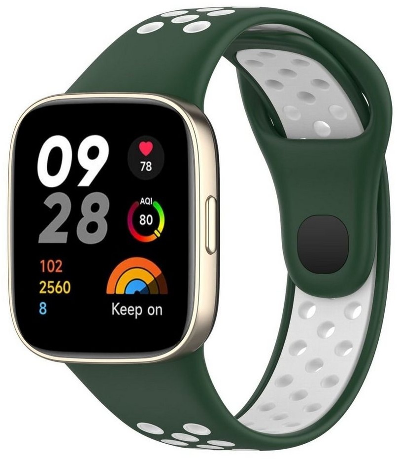 Wigento Smartwatch-Armband Zweifarbiges Sport Silikon Band für Xiaomi Redmi Watch 3 Ersatz Band grün|weiß