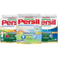 Persil Set Universal & Color & Sensitive Megaperls Tiefenrein 48 Waschladungen (3x 16WL), Voll- und Colorwaschmittel & für Allergiker, sensible Haut, 20 °C bis 95 °C, ECARF-zertifiziert