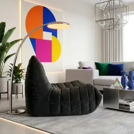 [en.casa] Bodensessel Kodsø Mikrofaser 75 x 90 x 100 cm Schwarz