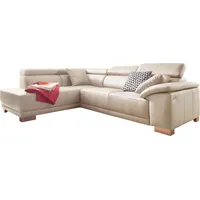 Candy 3C Candy Ecksofa »Menorca L-Form«, Kopfteilverstellung, wahlweise elektronischer Sitzvorzug, in Dickleder, beige