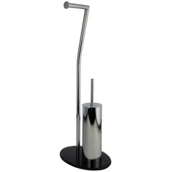 Toilettenpapierhalter MÖVE "Stand", silber (silberfarben), B:28cm H:71,5cm L:20cm, Chrom, Glas, Toilettenpapierhalter, mit hochwertig verchromtem Toilettenpapierhalter