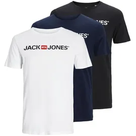 JACK & JONES Corp Logo 3 Pack Kurzarm-T-Shirt White / Pack 1 Black / 1 Navy Blazer / 1 White XL