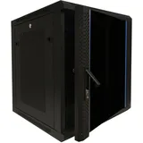 DSIT 12HE Serverschrank, 19” Wandgehäuse mit Glastür und Perforierte Seitenwände (BxTxH) 600 x 600 x 635mm - Schwarz - Traglast 60 kg