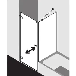 Kermi Mena Seitenwand verkürzt mit Wandprofil METVP075173AK 75 x 179 cm, schwarz soft, ESG klar, neben Badewanne