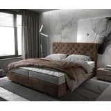 DeLife Boxspringbett Dream-Great Braun Vintage mit Matratze und Topper