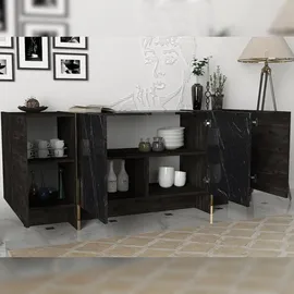 moebel17 Sideboard Veyron Rebab Braun Dunkelgrau ( Marmor Optik )