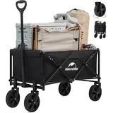 Naturehike Bollerwagen Faltbar 220L 200KG Handwagen, mit Universalrädern und verstellbarem Griff, Gartenwagen für Alle Gelände, Draussen Camping Einkaufen, Schwarz