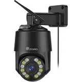 Ctronics 4K 8MP Überwachungskamera Aussen WLAN 2,4/5GHz, PTZ IP Kamera Outdoor Personen-/Fahrzeug-/Tiererkennung, Auto-Tracking, Rot-und Blaulichtalarm, Farbnachtsicht, 2-Wege Audio, PC/Cloud/Metall