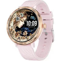 Smartwatch Damen, Smart Watch Rund mit Telefonfunktion, 1,19" AMOLED Fitnessuhr Damen Sportuhr mit 100 Sportmodi & IP68, Herzfrequenz SpO2 Schlafmonitor, Armbanduhr Schrittzähler Uhr für Android iOS