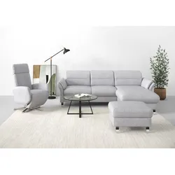 Ecksofa SIT & MORE "Grenoble L-Form mit Federkern", silber, B:251cm H:85cm T:161cm, Sofas, wahlweise mit Bettfunktion, Bettkasten, Arm- und Kopfteilverstellung