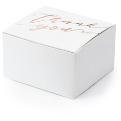 partydeco Geschenkbox, Geschenkbox für Gastgeschenke Thank you 10er Set weiß / rosegold weiß
