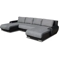 Wohnlandschaft Eckcouch Ecksofa Otis - Big Sofa, Couch mit Schlaffunktion und Bettkasten, U-Sofa, U-Form (Schwarz + Grau (Madryt 1100 + Berlin 01))