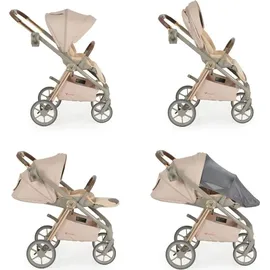 Cangaroo Kombikinderwagen Unique 3 in 1 Babyschale Stoßdämpfer PU-Räder Tasche beige