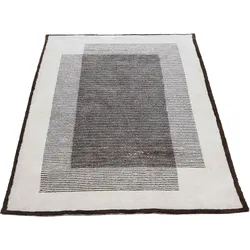 Teppich CARPETFINE "Holly 7", beige (creme,braun), B:120cm H:12mm L:170cm, Polyester, Teppiche, geometrisches Design, gestreift, Hoch Tief Struktur