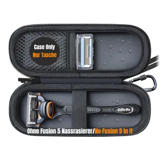 Woollo PU Tasche Kompatibel mit Gillette ProGlide Rasierer,Fusion 5 Nassrasierer and Mach3 Nassrasierer Tragbar Hart Reise Case Etui Hülle Wasserdicht Tasche für Fusion 5 Mach3 and ProGlide,Schwarz