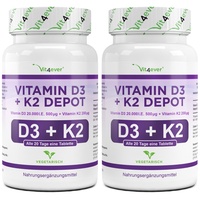 180 -  540 Tabletten Vitamin D3 20.000 I.E. + Vitamin K2 200mcg Natürliches MK-7