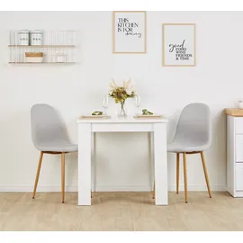 Homestyle4u Essgruppe mit 2 Stühlen Weiß Grau 2372,
