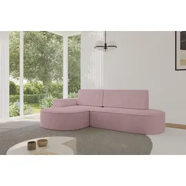 altdecor Eckcouch Cord mit Schlaffunktion 2-Sitzer Rosa