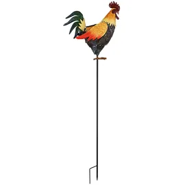 GLOBO Lighting - Solarleuchte Hahn Gartendeko Solar Tierfigur Hahn Erdspieß Solarlampe, Metall, LED warmweiß, LxBxH 28,5x13x100 cm