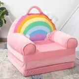 "BYBYME Kinder-Klappstuhl, Bett, Faltbarer Kleinkind-Stuhl, Liege für 1–3 Jahre alte Kinder, niedliches klappbares Schlafsofa, Couch-Sessel für Spielzimmer, Schlafzimmer (Regenbogen)